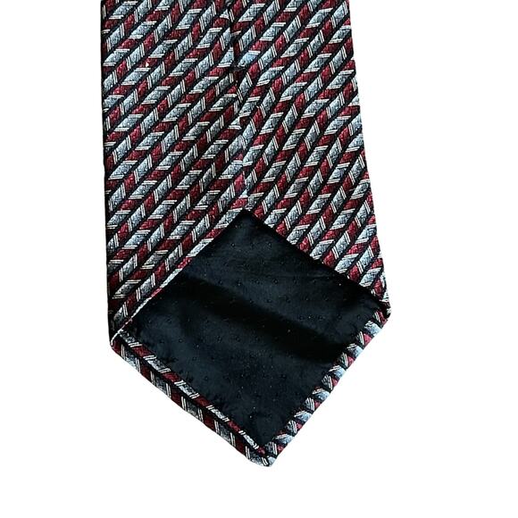 Paulo Vasari Gray/Burgundy Abstract Design 100% Silk Neck Tie Made In Italy - Picture 5 of 8